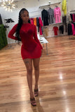 Red silhouette sheer dress