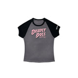 Chrome Hearts Deadly Doll Baby Tee in Grey