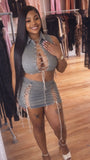 Lace me up skirt set