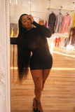 Black sheer silhouette dress